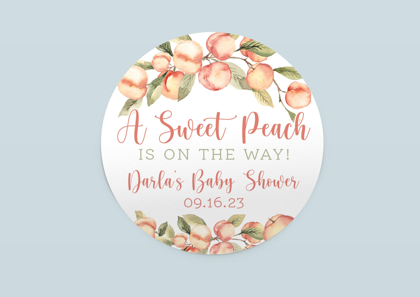 Peaches Baby Shower Favor Stickers, F49