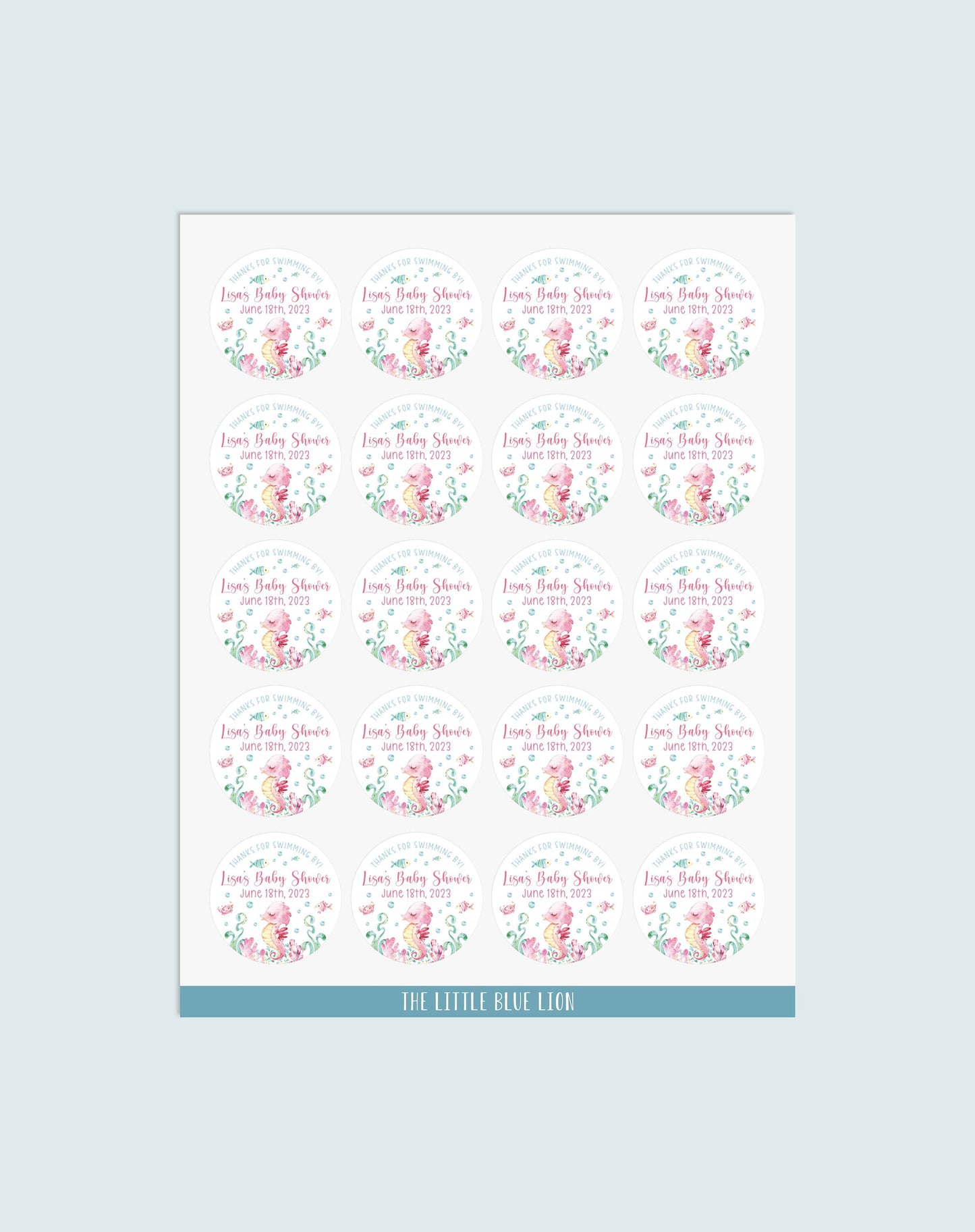 Under The Sea Baby Shower Favor Stickers, Ocean Theme, O5