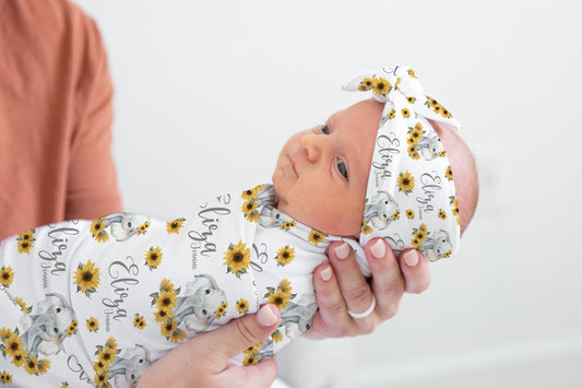 Sunflower Elephant Swaddle Set, S57