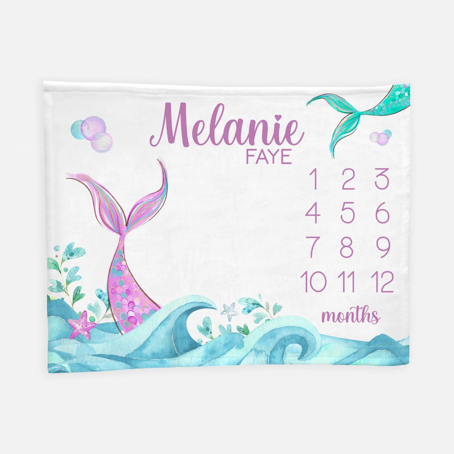 Mermaid Milestone Blanket, Ocean Life, O34