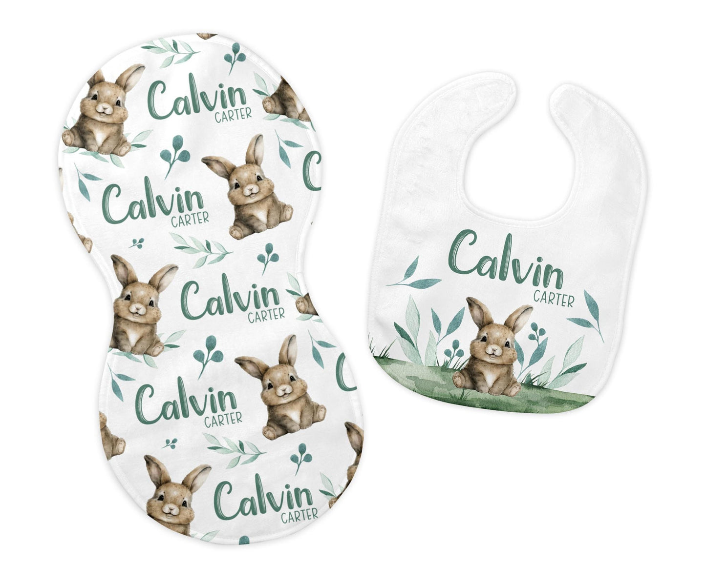 Bunny Bib and Burp Cloth Set B59