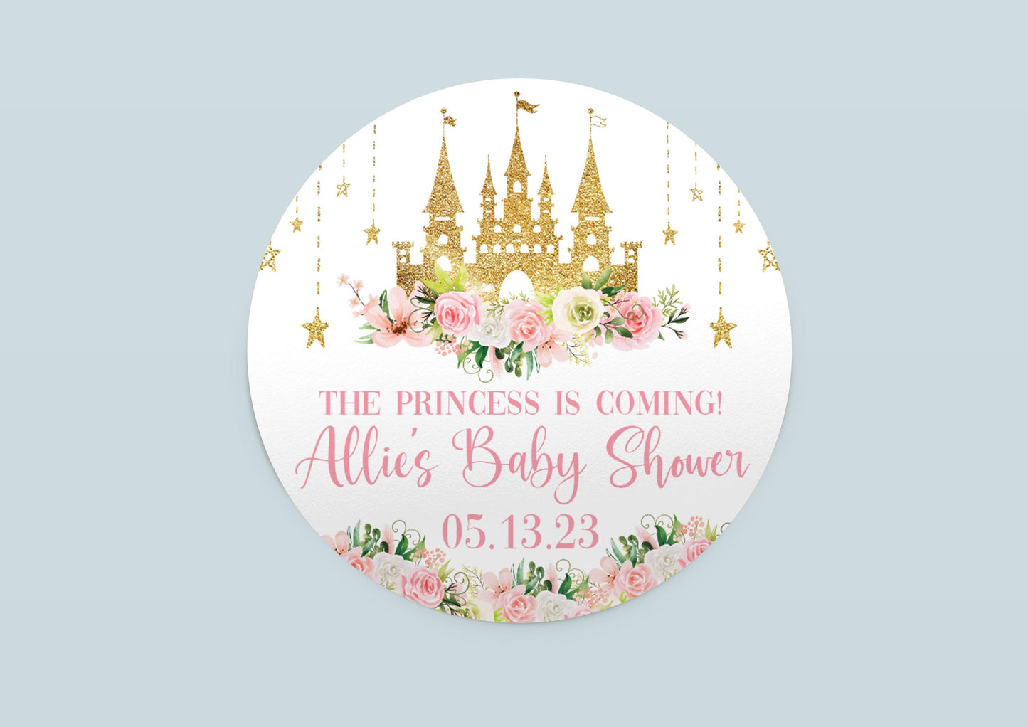 Princess Baby Shower Favor Stickers, G51