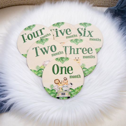 Safari Milestone Cards, Wood Photo Prop, S53