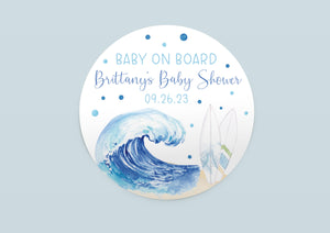 Ocean Waves Baby Shower Favor Stickers, O1