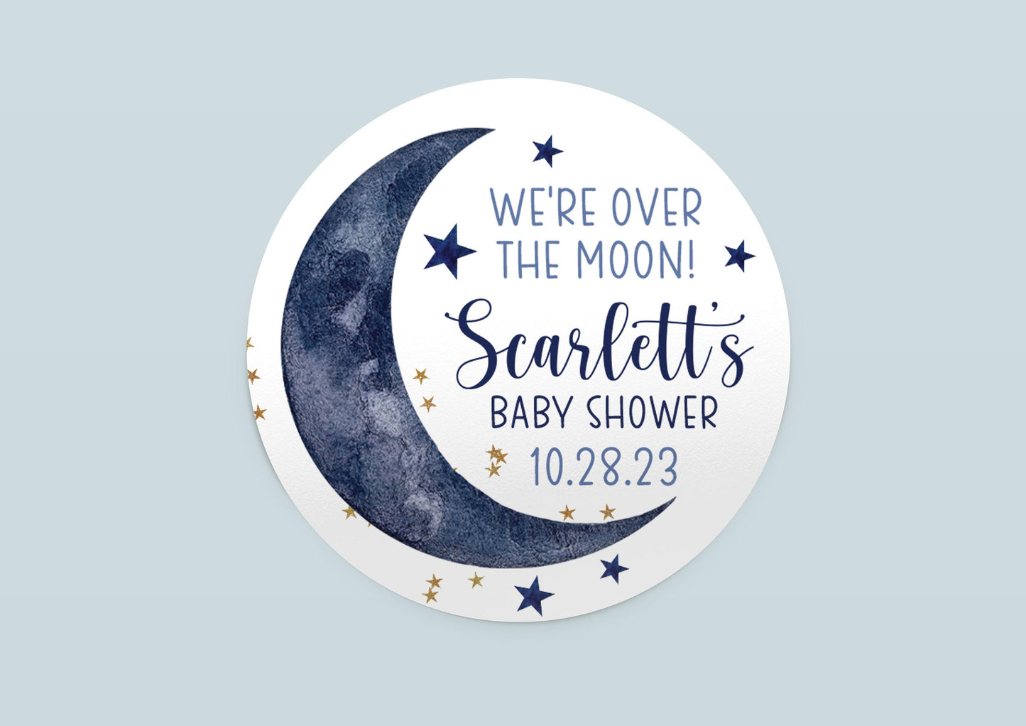 Moon and Stars Baby Shower Favor Stickers and Thank You Labels, T10