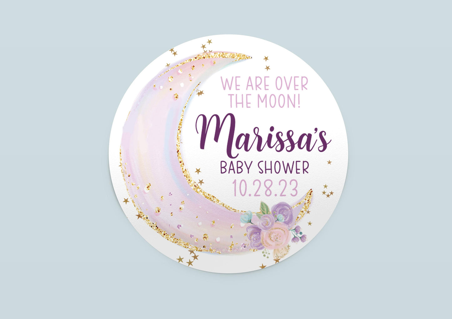 Moon Baby Shower Favor Stickers and Thank You Labels T8