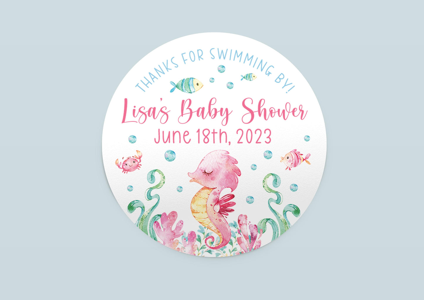 Under The Sea Baby Shower Favor Stickers, Ocean Theme, O5