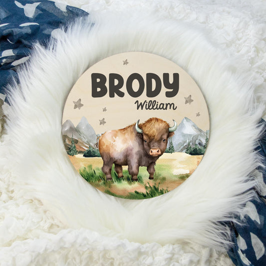 Buffalo Round Wood Name Sign, M26