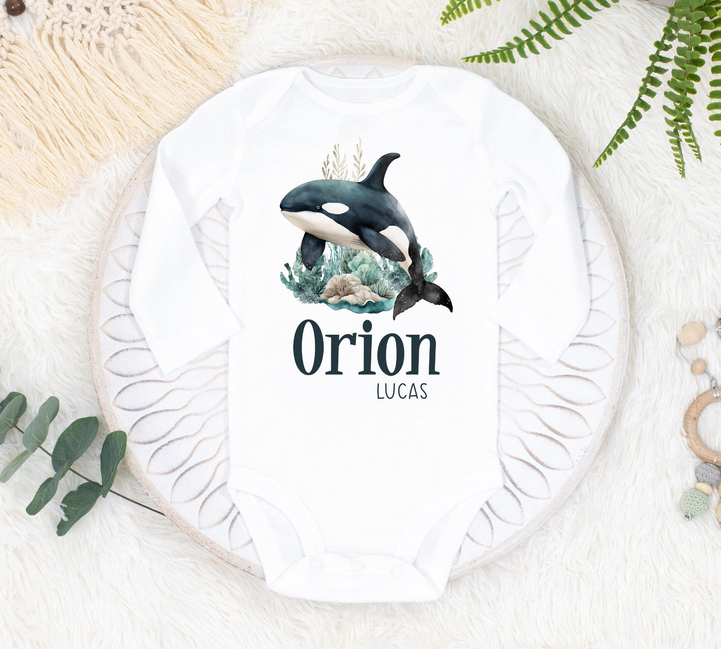 Orca Whale Baby Bodysuit, Ocean Life O35