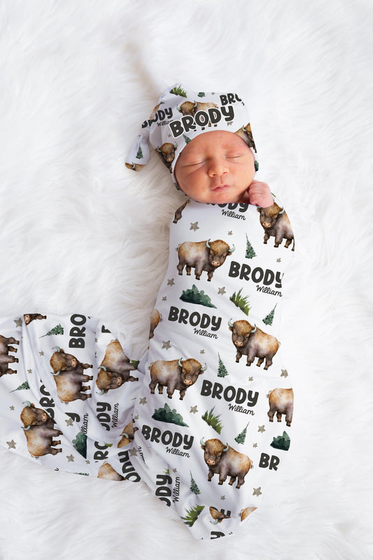 Bison, Buffalo, Cactus Baby Swaddle Set M26