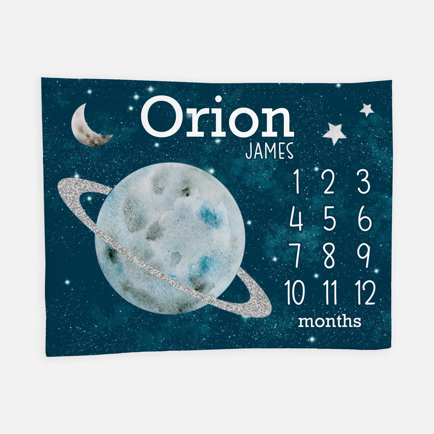 Outer Space Baby Milestone Blanket, Stars and Planets Galaxy, T58