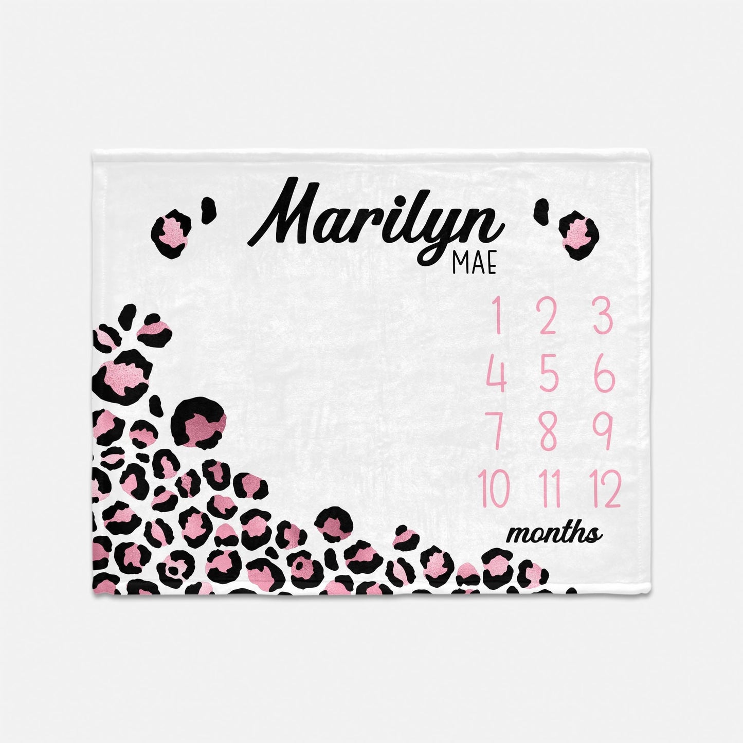 Pink Leopard Print Baby Milestone Blanket, Girl G32