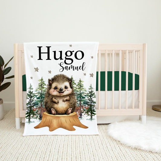 Hedgehog Baby Blanket, Woodland W55