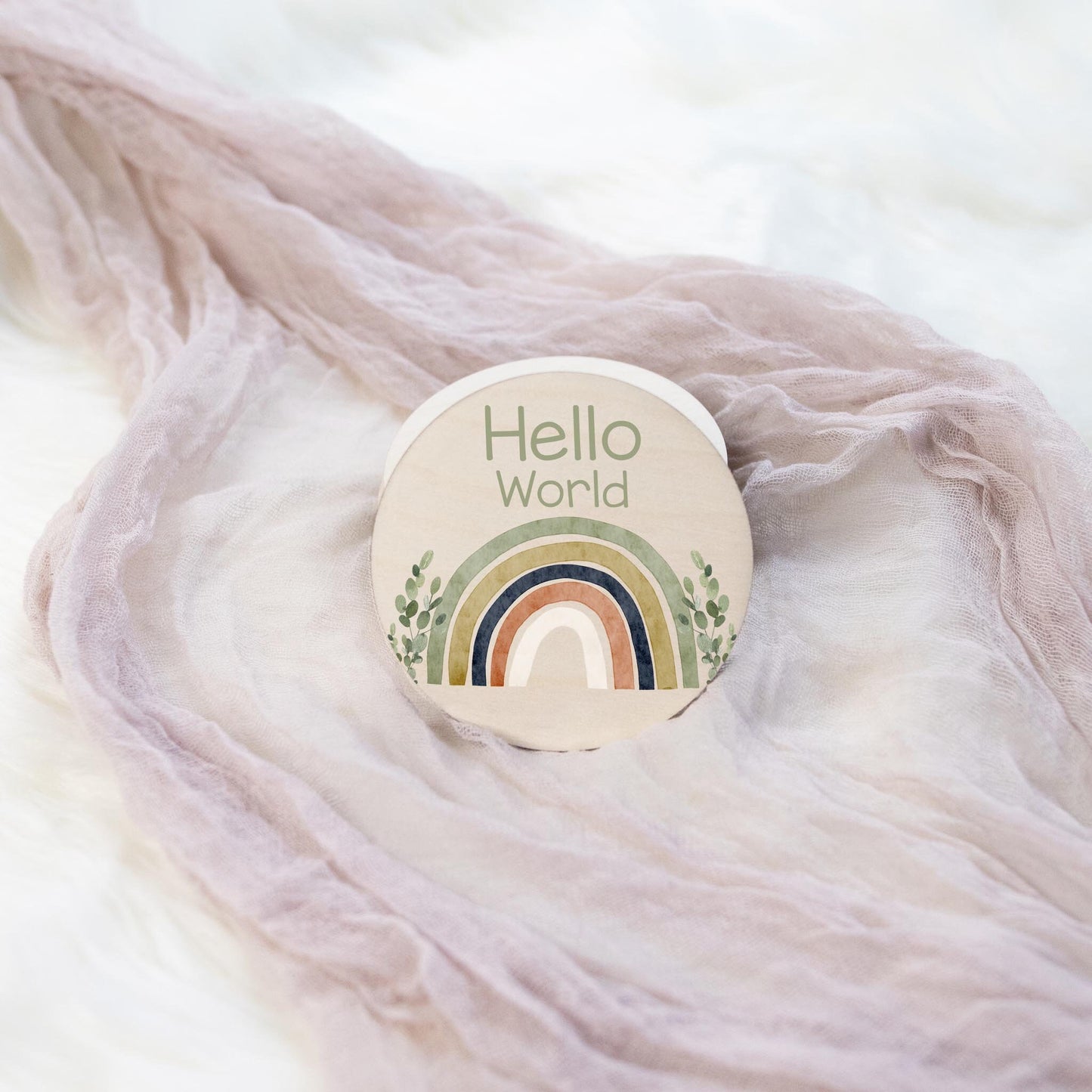 Green Rainbow Wood Milestone Cards, Boho T45