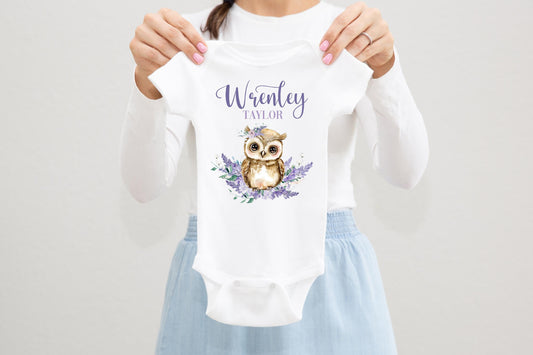 Girl Owl Baby Bodysuit, W54