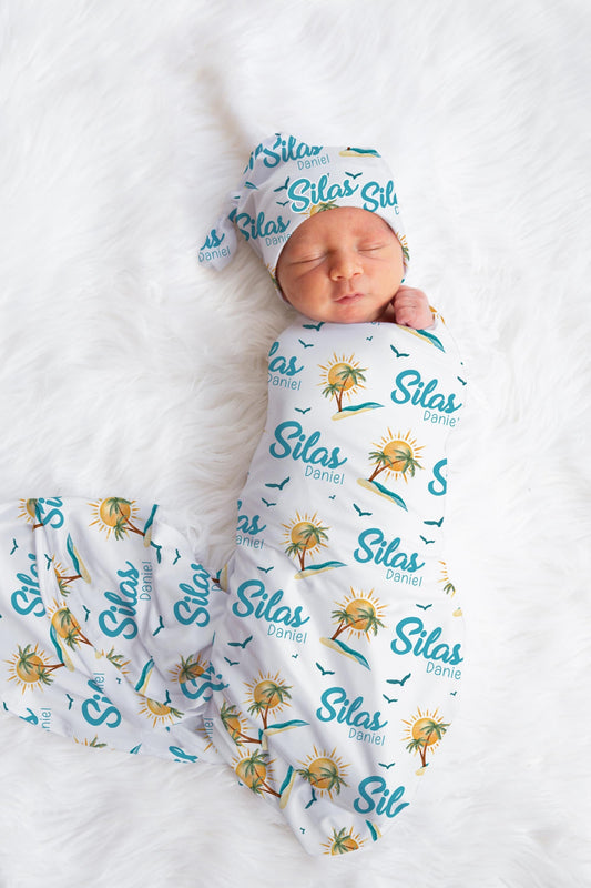 Tropical Swaddle Set, Palm Tree Theme T61