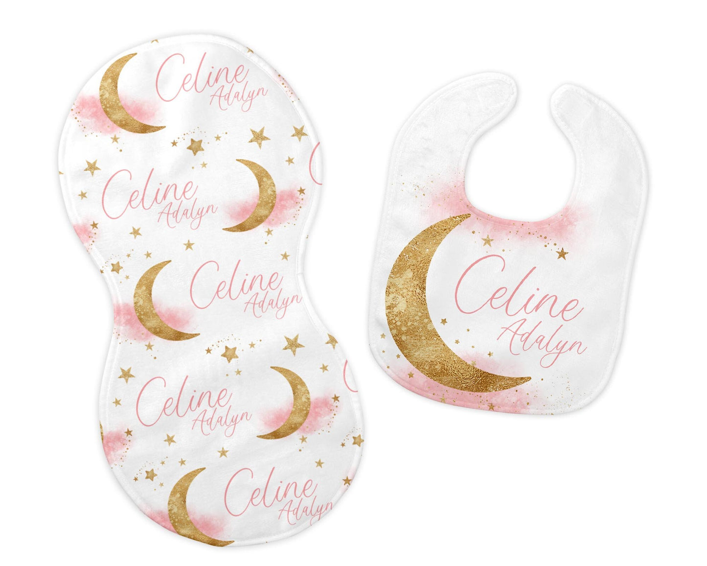 Gold Moon Bib and Burp Cloth Set, T59