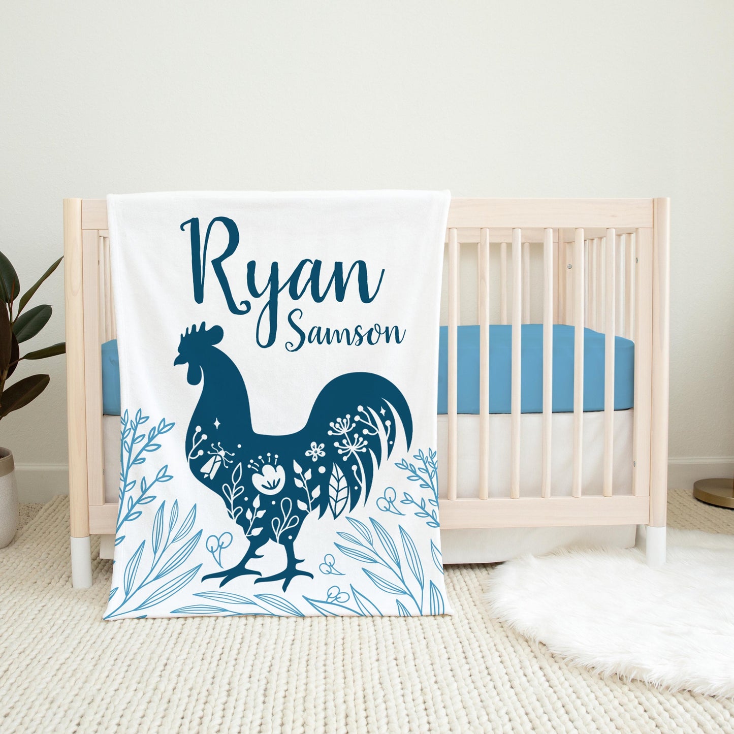 Blue Rooster Farm House Baby Blanket, C24