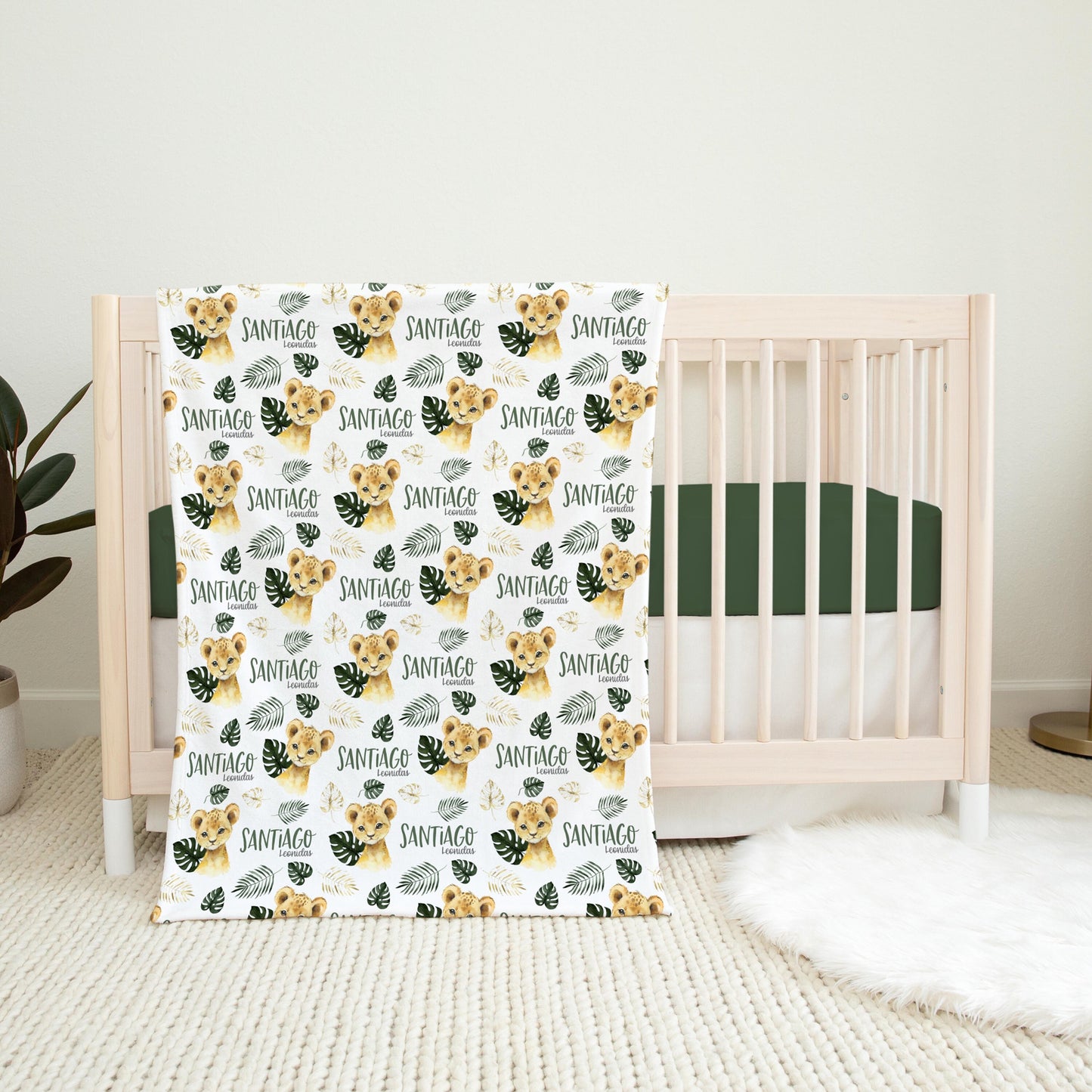 Lion Swaddle Set, Green Palm Leaves Safari S31