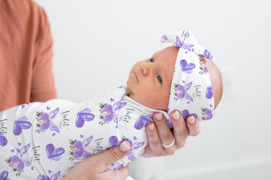 Purple and Gold Butterfly Swaddle Set, G6