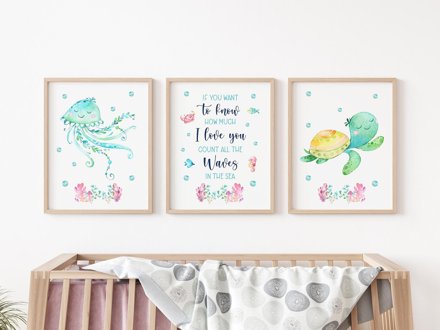 Sea Life Nursery Wall Art Poster, Ocean Nursery Decor, O5