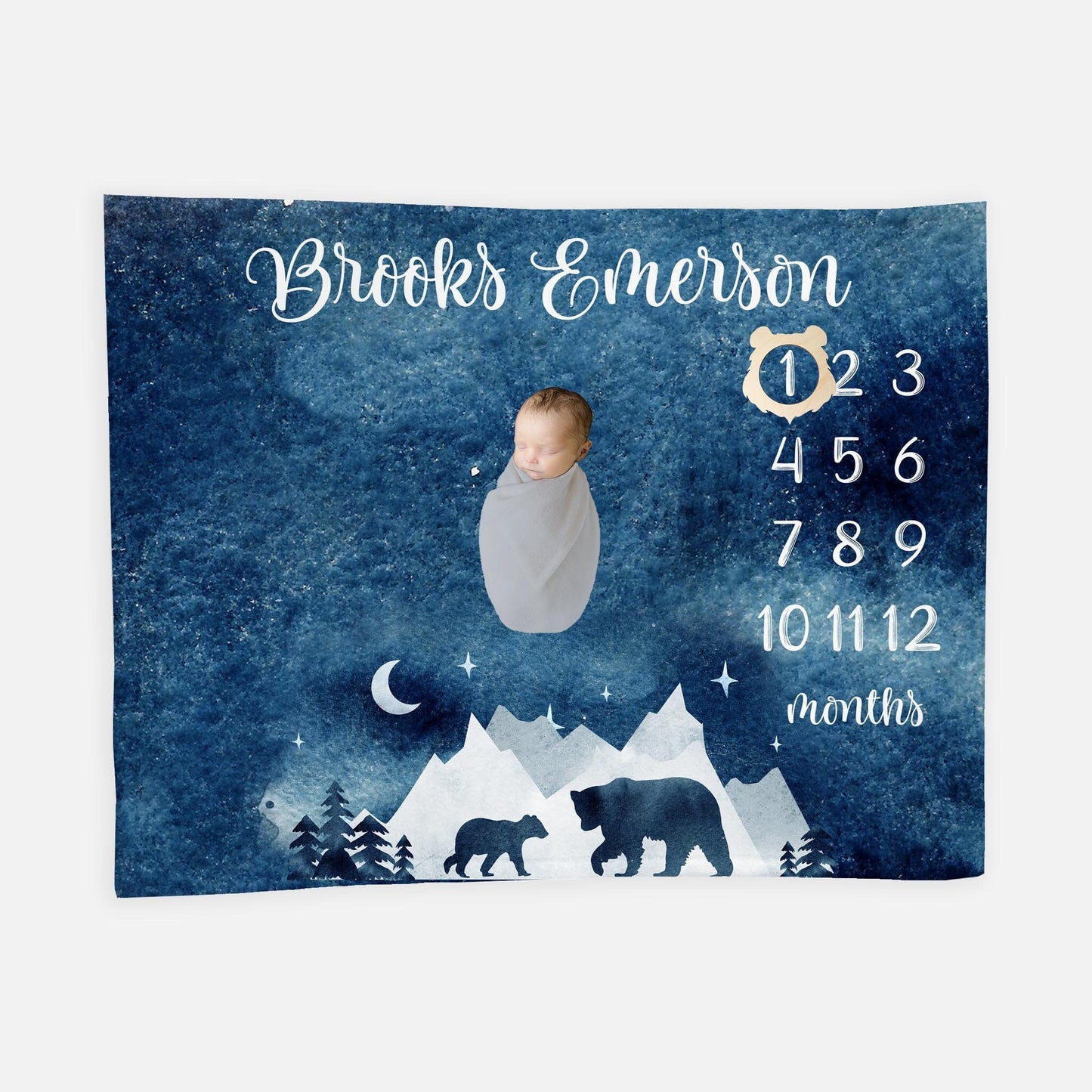 Blue Bear Mountains Milestone Blanket, M6