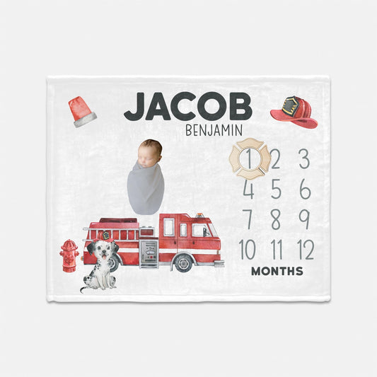 Fireman Baby Milestone Blanket, B64