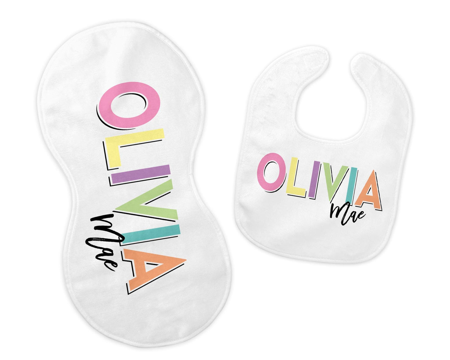 Personalized Bib and Burp Cloth Set