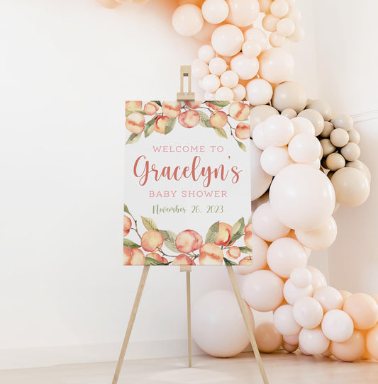 Peaches Baby Shower Welcome Sign, F49