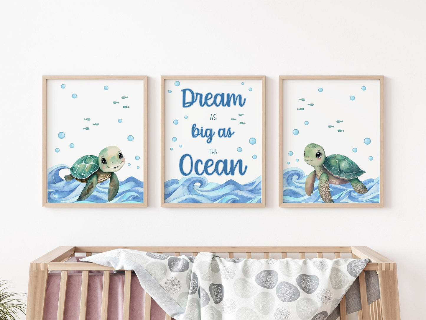 Turtle Nursery Wall Art Poster, Under The Sea Nursery O33