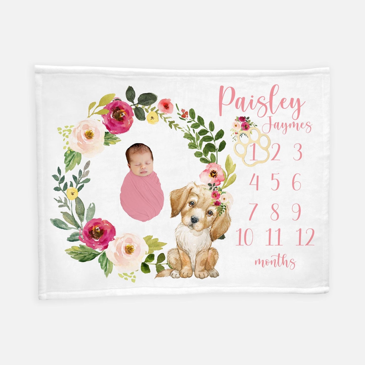 Puppy Baby Milestone Blanket, Yellow Lab G62