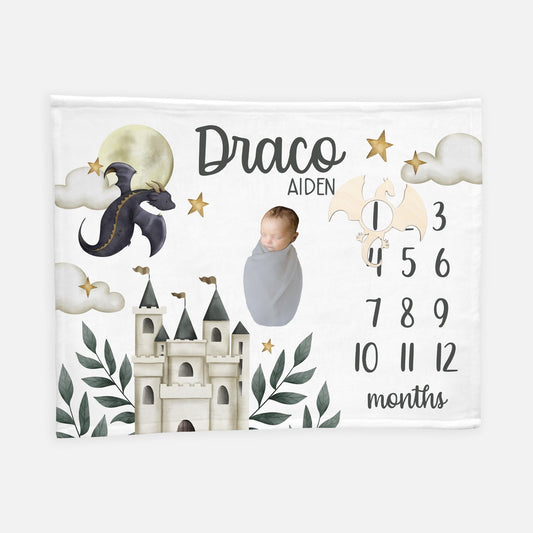 Dragon Baby Milestone Blanket, Baby Boy, B54