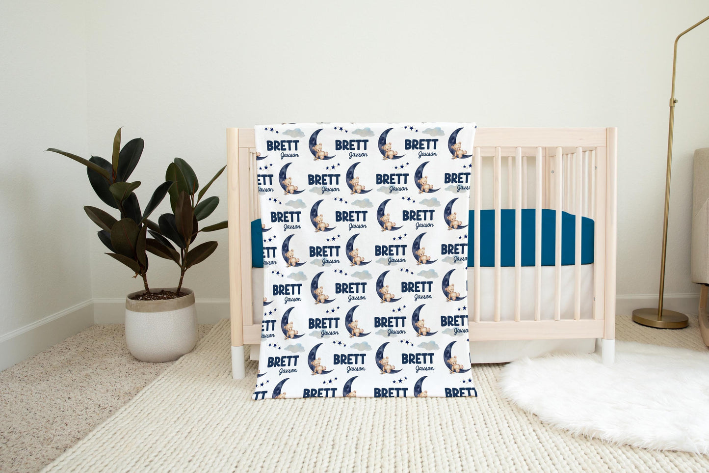 Bear Moon and Stars Swaddle Set, Celestial Bedding, B28