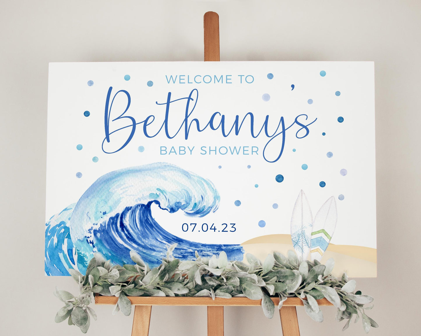 Ocean Baby Shower Welcome Sign, Blue Wave, O1