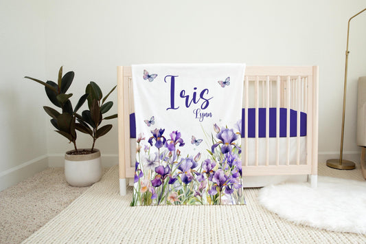 Personalized Baby Blanket, Irises Girl F98