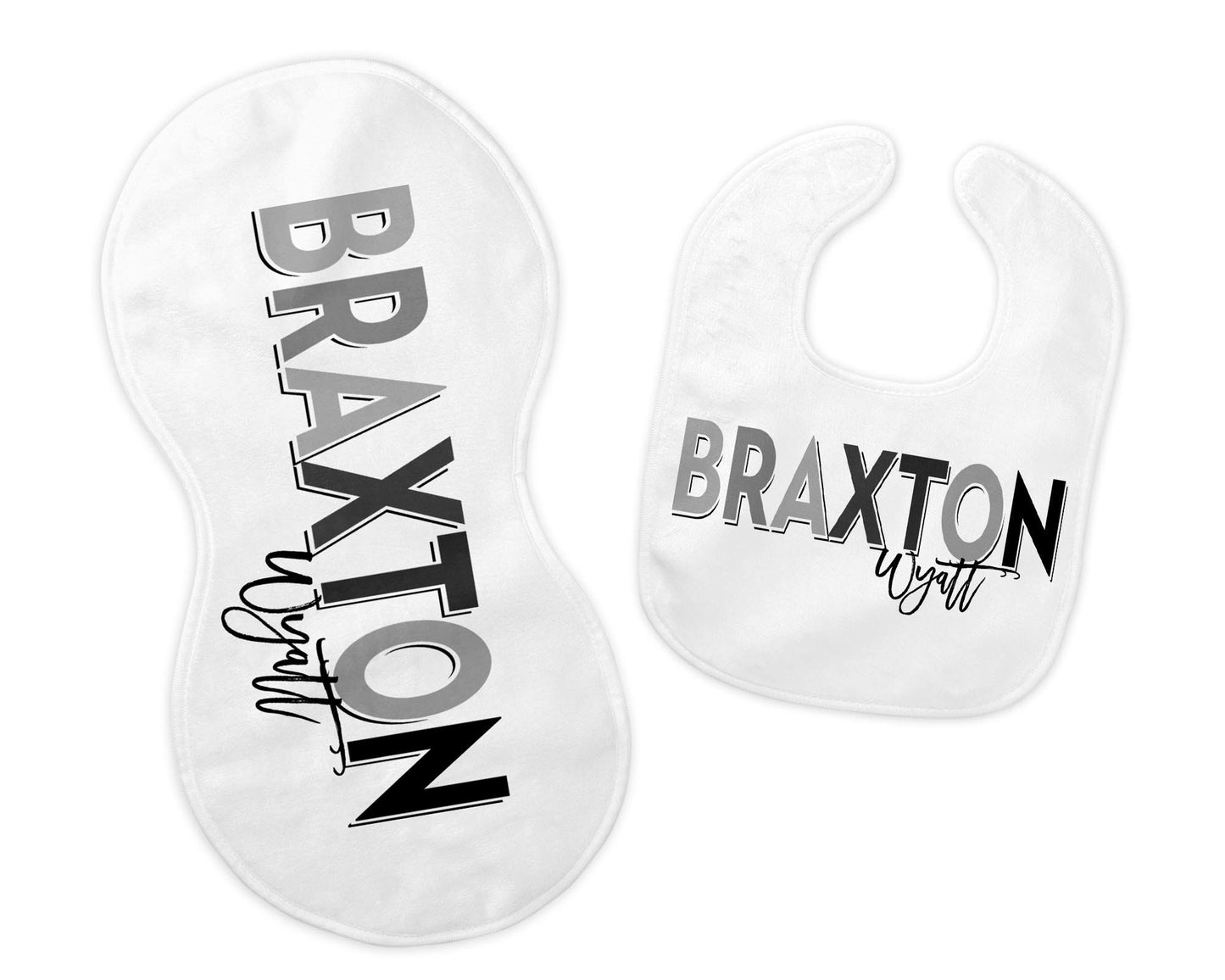 Personalized Bib and Burp Cloth Set