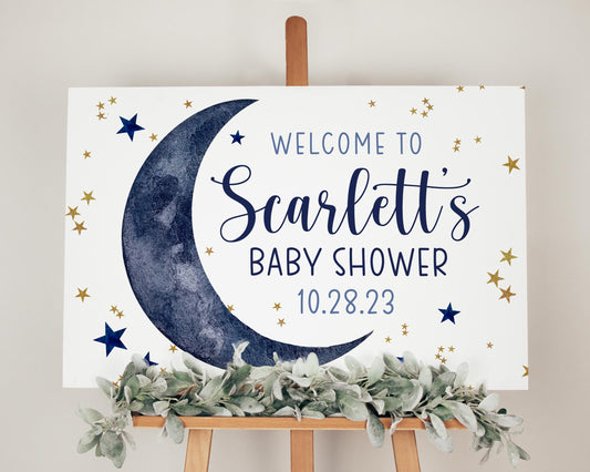 Moon Baby Shower Welcome Sign, Boy, T10