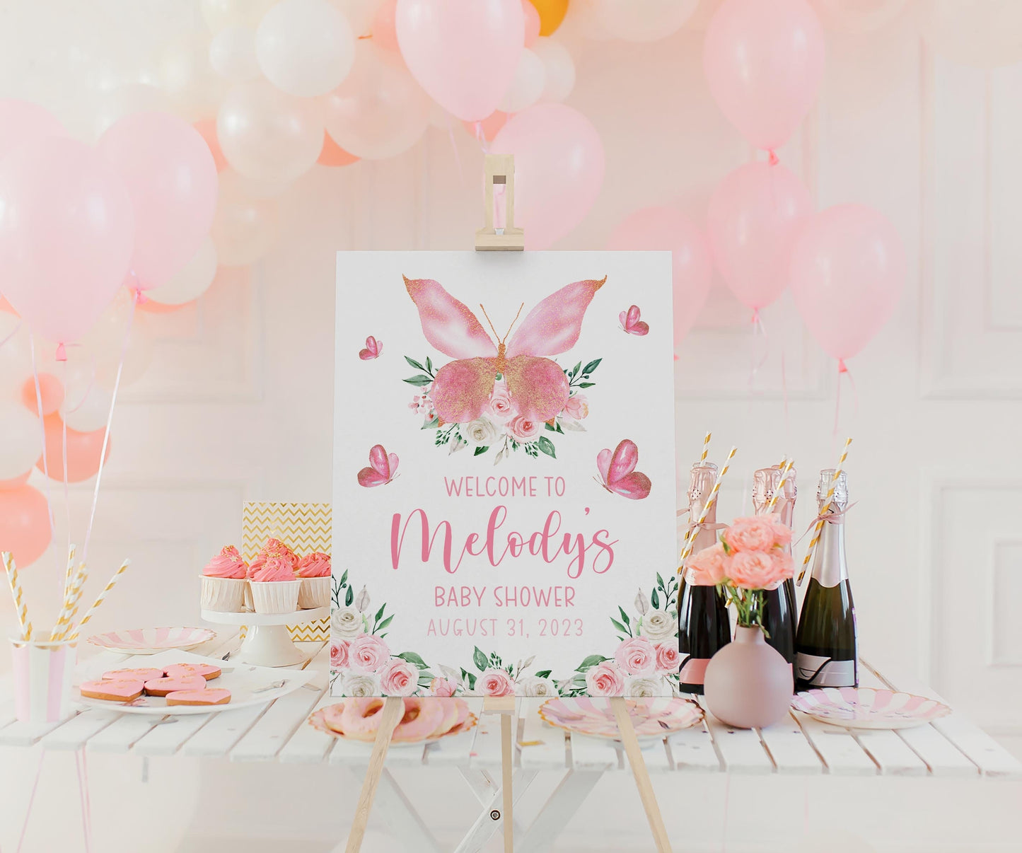 Butterfly Baby Shower Welcome Sign, G5