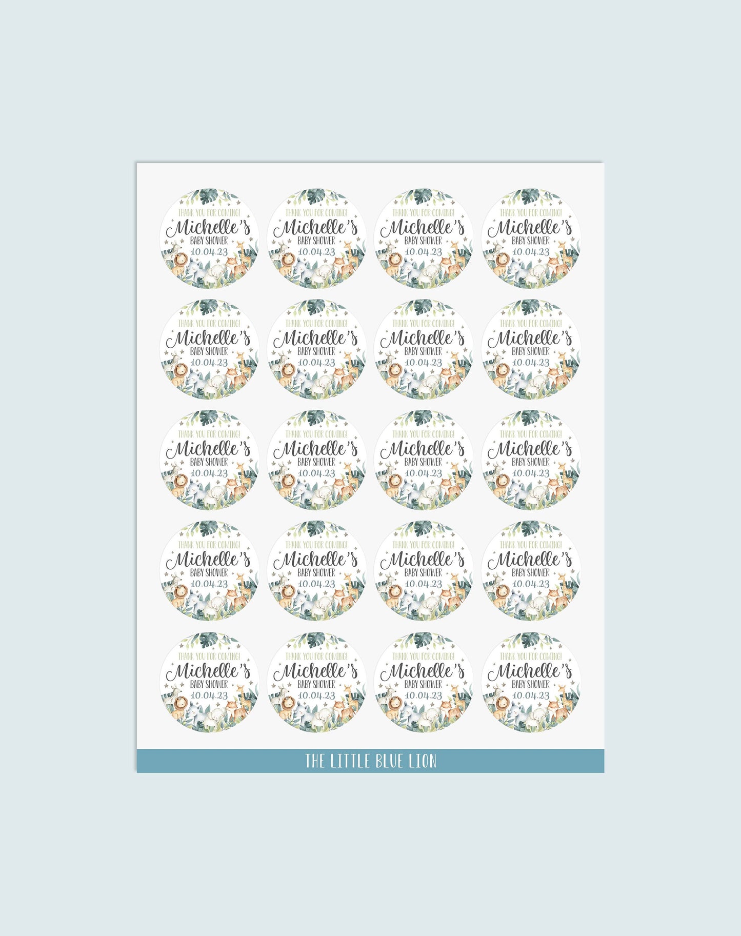 Safari Baby Shower Favor Stickers, and Thank You Labels, S4