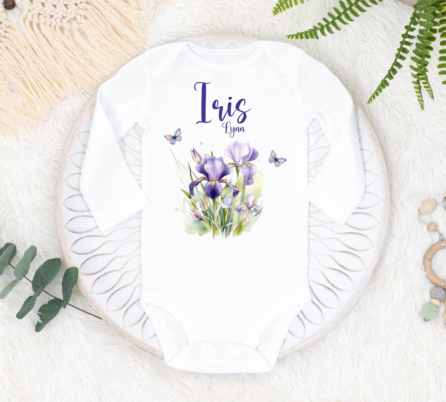 Iris Flower Baby Bodysuit, F98