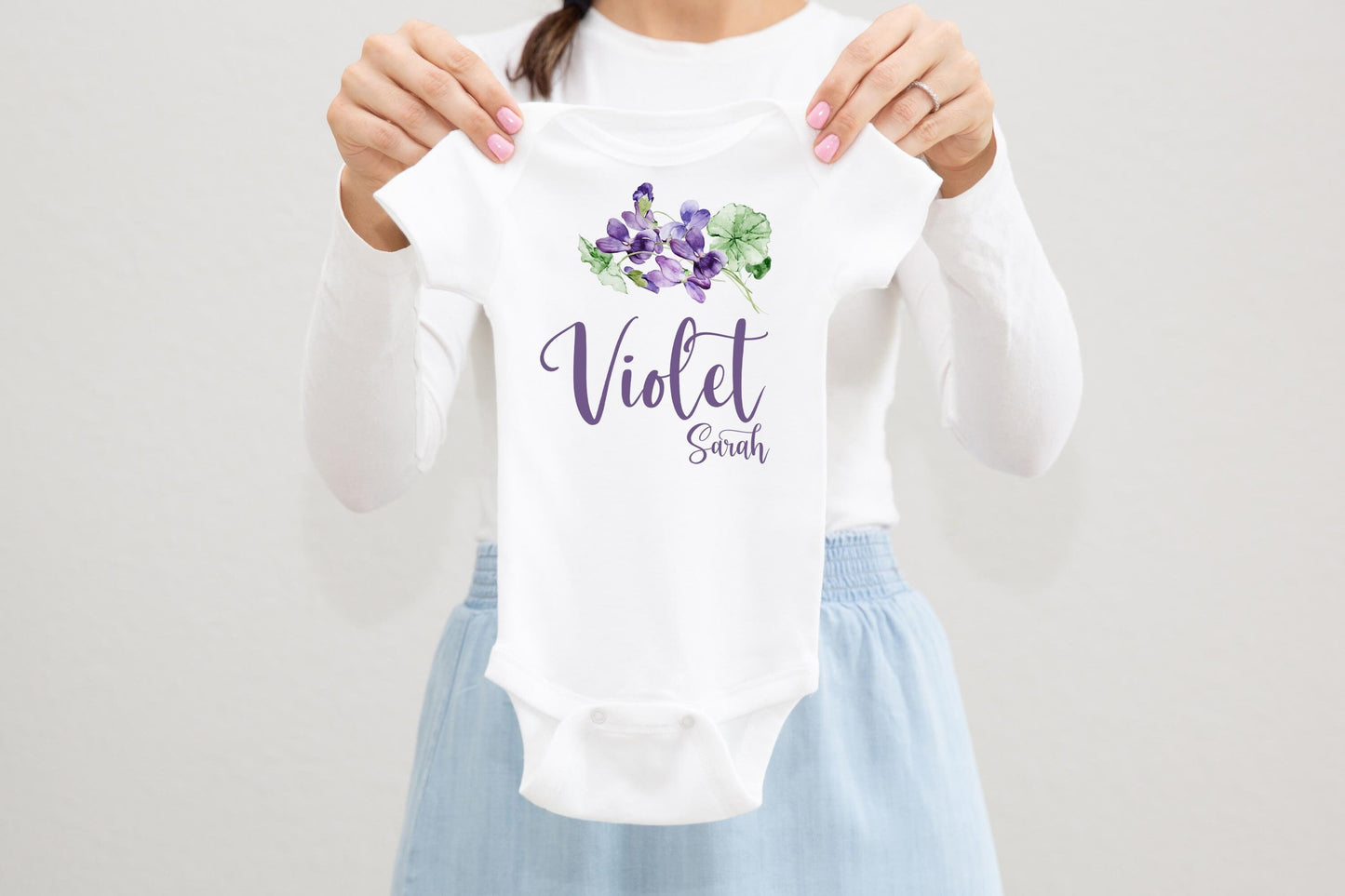 Violets Baby Bodysuit, Floral Baby Bodysuit F72