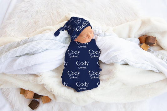 Baby Name Swaddle Set, Personalized Baby Name Blanket