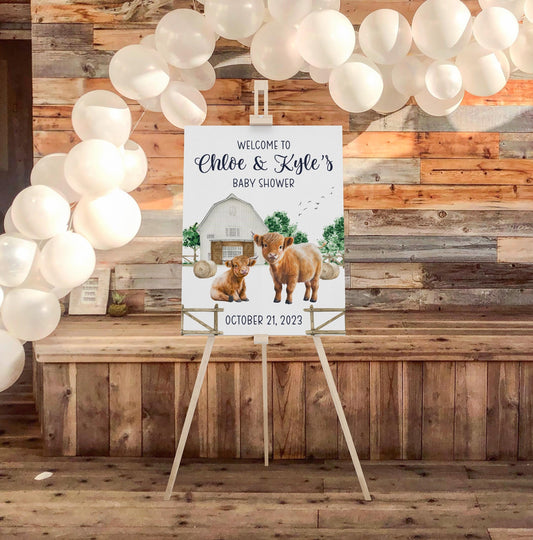 Highland Cow Baby Shower Welcome Sign, C31