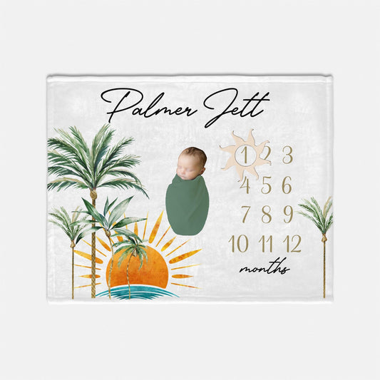 Tropical Milestone Blanket, Beach Sun Milestone Blanket B69