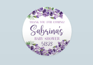 Violets Baby Shower Favor Stickers, F72