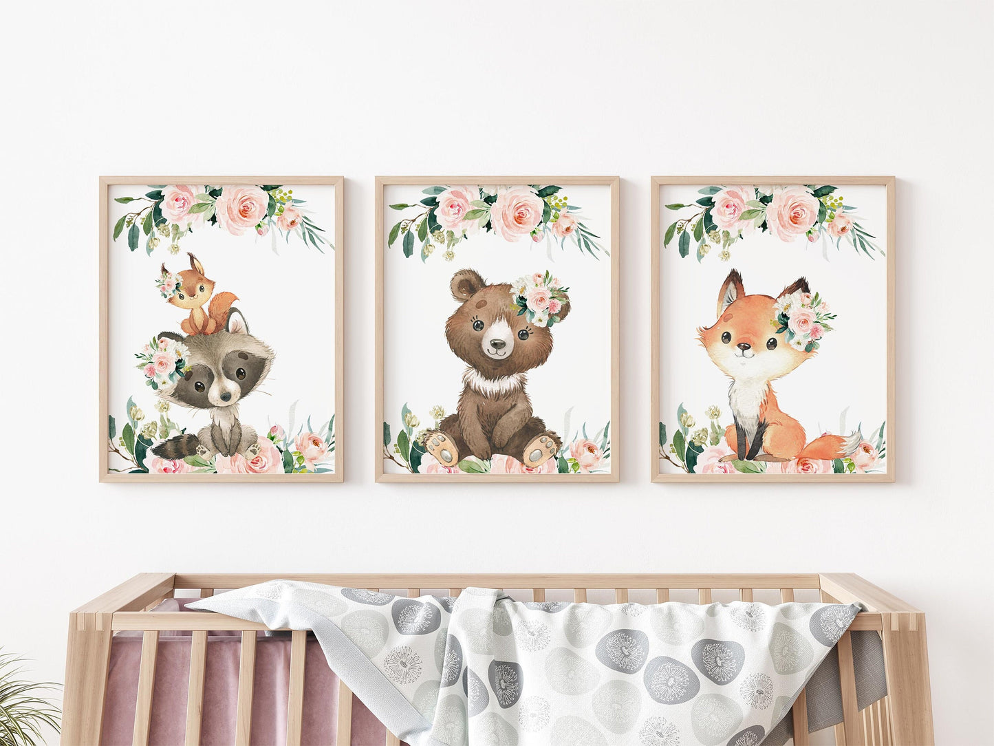 Girl Woodland Nursery Wall Art Poster, W28