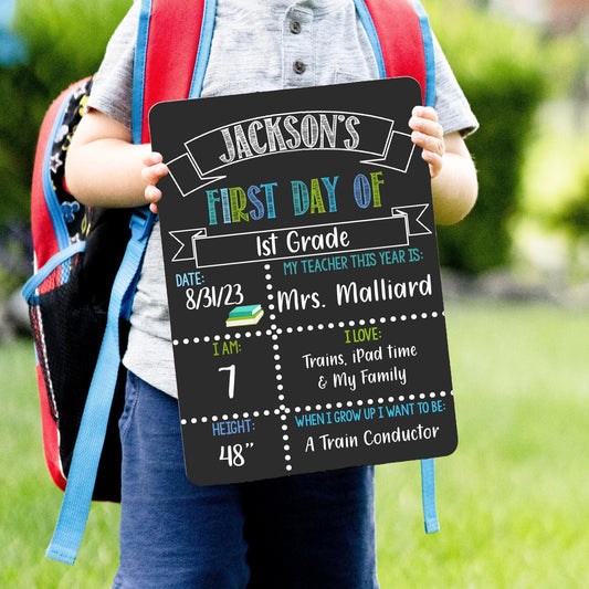 Reusable First and Last Day of School Sign, Blue Teal