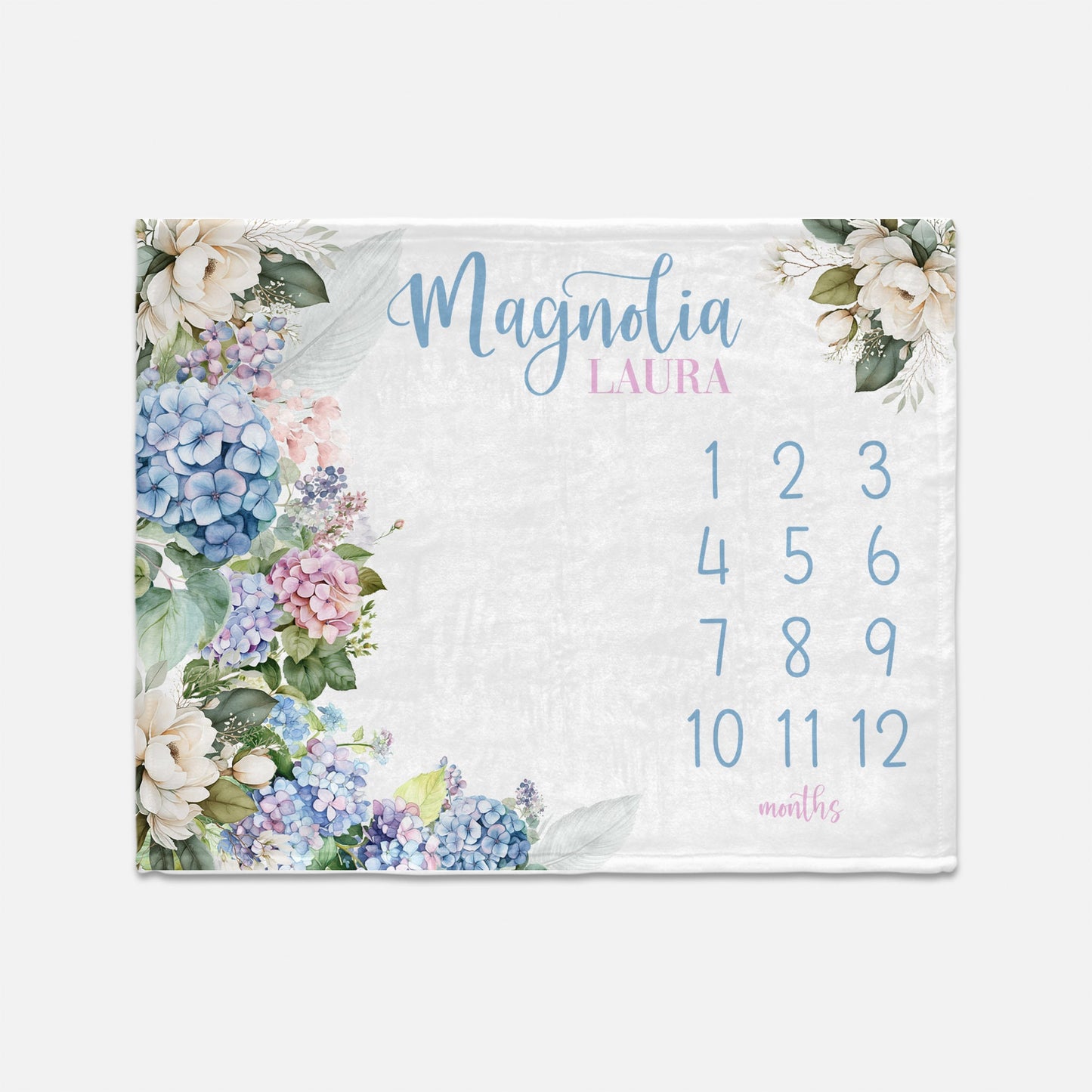 Magnolia Milestone Blanket, Hydrangea Floral, F100