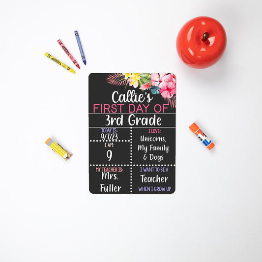 First and Last Day of School, Liquid Chalk Dry Erase School Board, Tropical