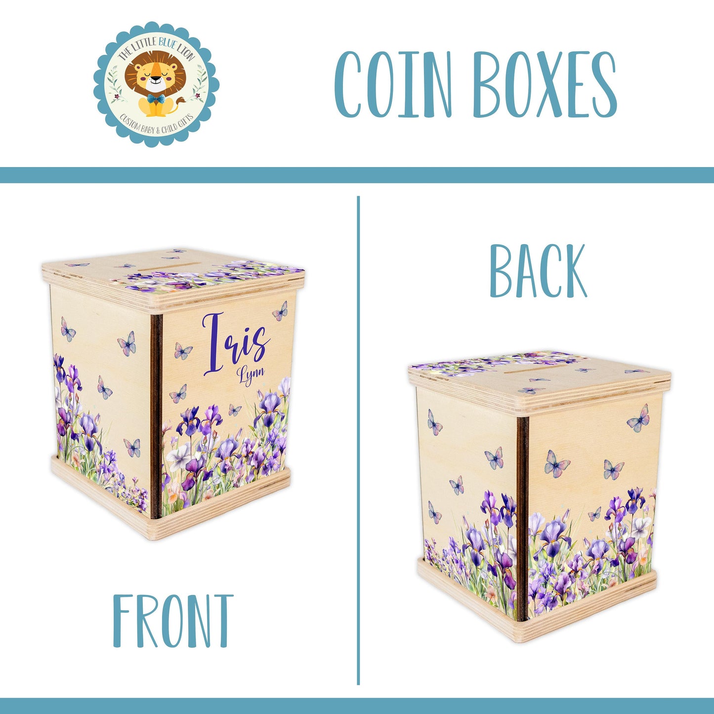 Iris Piggy Bank, Floral Iris F98